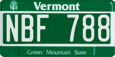 VT license plate NBF788