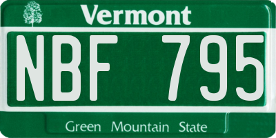 VT license plate NBF795