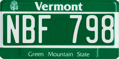 VT license plate NBF798