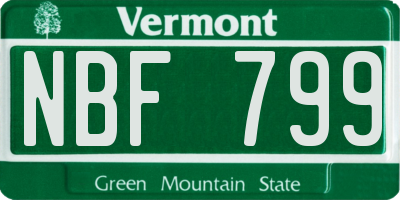 VT license plate NBF799
