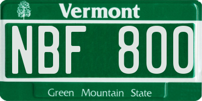 VT license plate NBF800