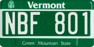 VT license plate NBF801