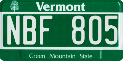 VT license plate NBF805