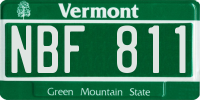 VT license plate NBF811