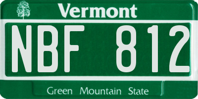 VT license plate NBF812