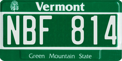 VT license plate NBF814