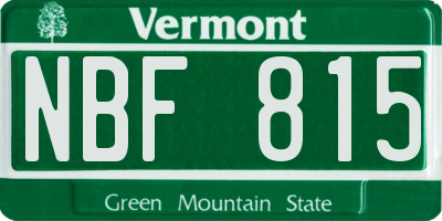 VT license plate NBF815