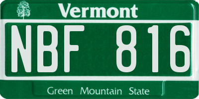 VT license plate NBF816