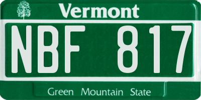 VT license plate NBF817