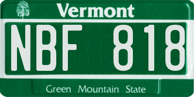 VT license plate NBF818