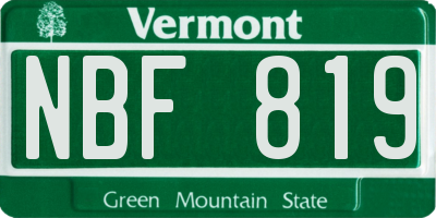 VT license plate NBF819