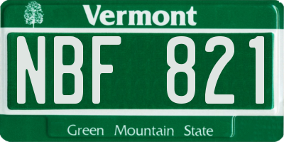 VT license plate NBF821