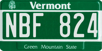 VT license plate NBF824