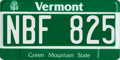 VT license plate NBF825