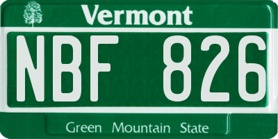 VT license plate NBF826