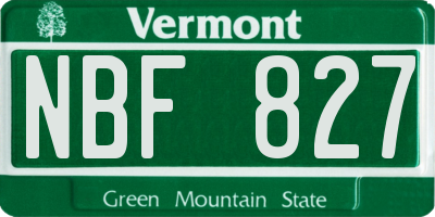 VT license plate NBF827