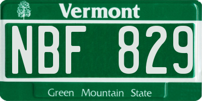 VT license plate NBF829