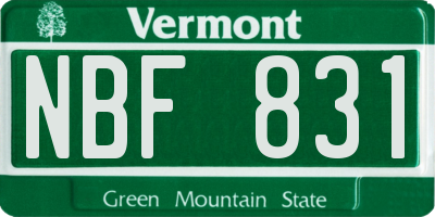VT license plate NBF831