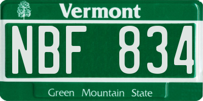 VT license plate NBF834