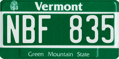 VT license plate NBF835