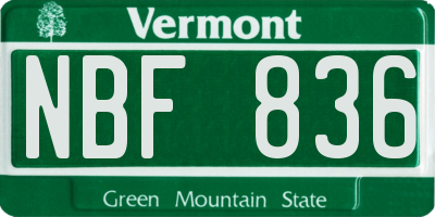 VT license plate NBF836