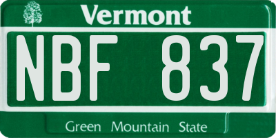 VT license plate NBF837