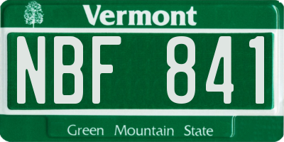VT license plate NBF841