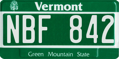 VT license plate NBF842