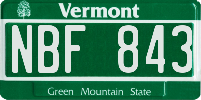 VT license plate NBF843