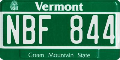 VT license plate NBF844
