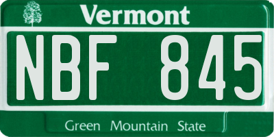 VT license plate NBF845