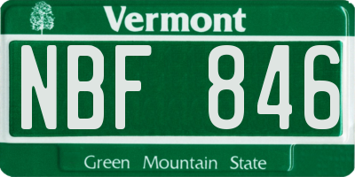 VT license plate NBF846