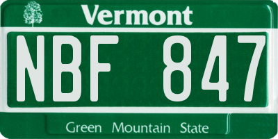 VT license plate NBF847