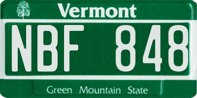 VT license plate NBF848