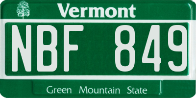 VT license plate NBF849