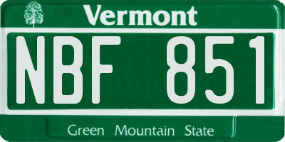 VT license plate NBF851