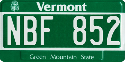 VT license plate NBF852