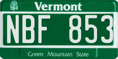 VT license plate NBF853