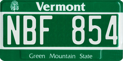 VT license plate NBF854