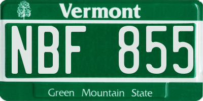 VT license plate NBF855