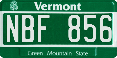 VT license plate NBF856