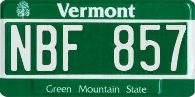 VT license plate NBF857