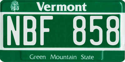 VT license plate NBF858