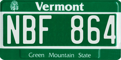 VT license plate NBF864