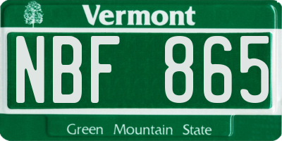 VT license plate NBF865