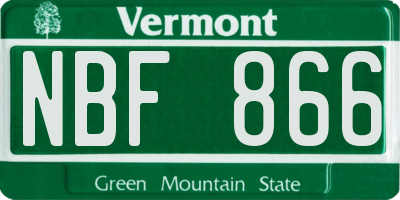 VT license plate NBF866