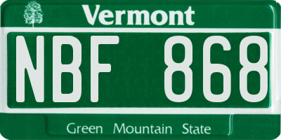 VT license plate NBF868