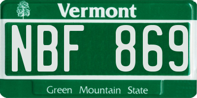 VT license plate NBF869