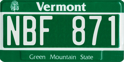 VT license plate NBF871