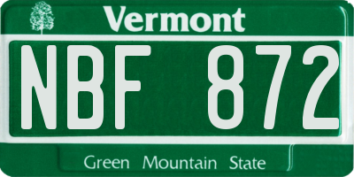 VT license plate NBF872